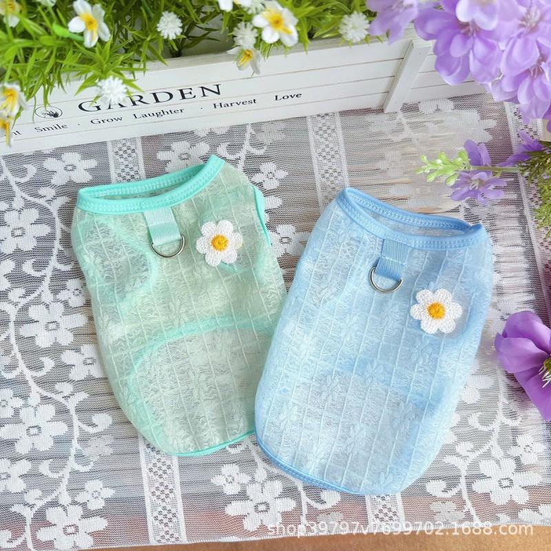 Mesh Dress Dogs Cats Breathable Sleeveless Vest Sun Protection Anti-Shedding Princess Style Bichon