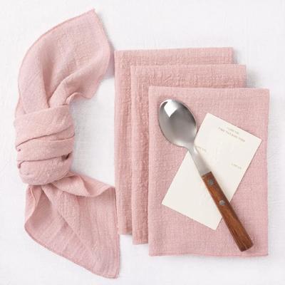 48PC Pink Cloth Napkins 30X30CM Handmade Gauze with Fringe Rustic Dinner Napkins for Wedding Party Baby Shower Dinner Decoration