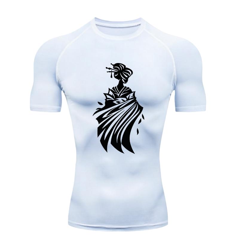 Blue Fox Pattern  Men's Sports T-shirt Training Fitness Compression Workout T-Shirt Rashgard Tops T-Shirt for Men
