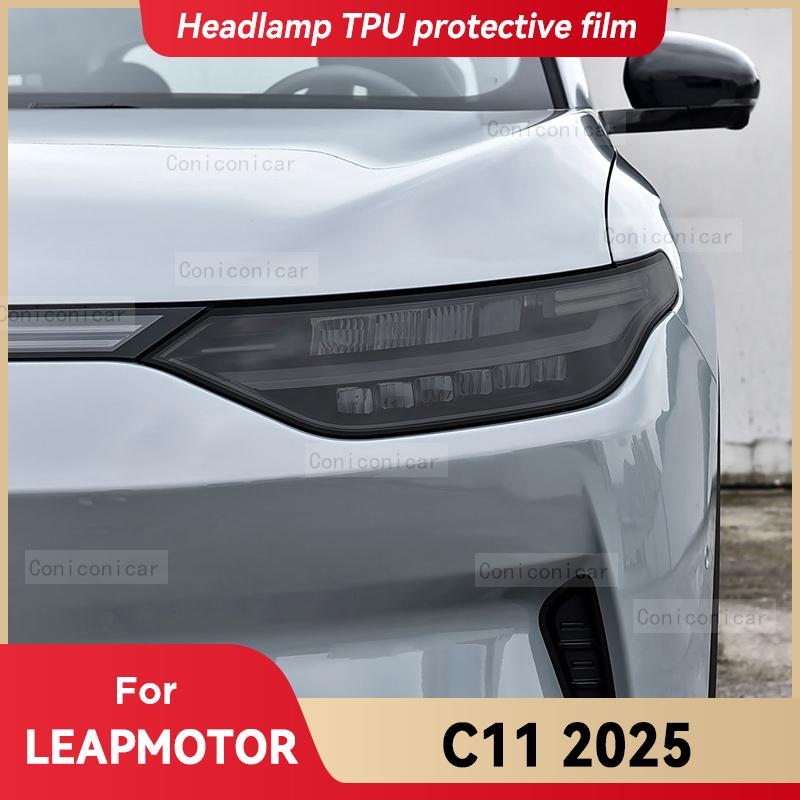 Für LEAPMOTOR C11 2025 Auto Scheinwerfer Geräuchert Schwarz TPU Schutzfolie Frontlicht Tönung Farbwechsel Aufkleber Zubehör