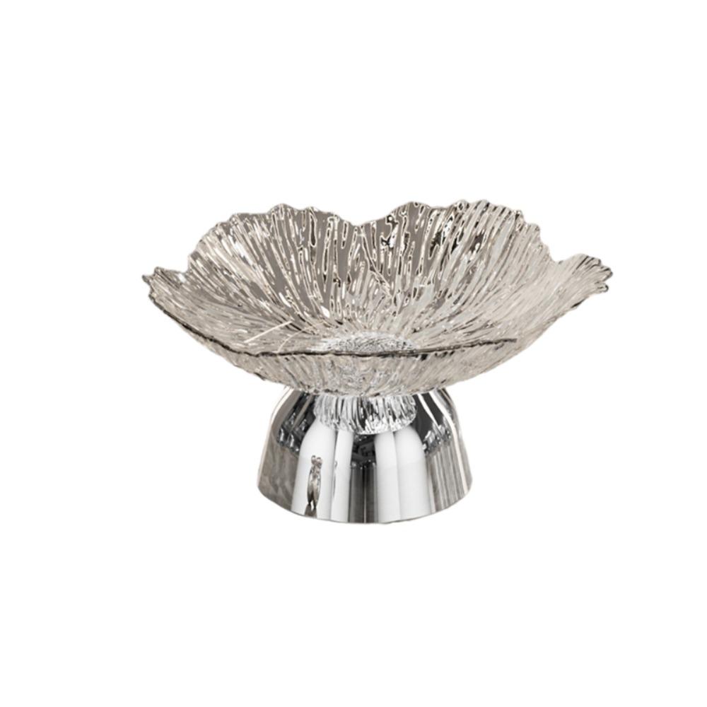 Large Capacity Pedestal Fruit Bowl Transparent Petal Design Snack Display Tray Counter-top