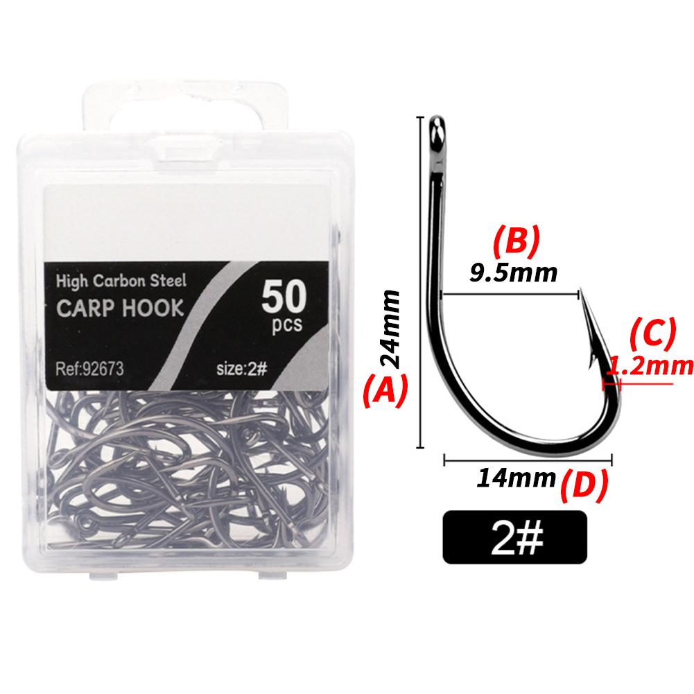 50pcs Fishing Hooks Beak Offset Circle Hook High Carbon Steel Barbed Long Shank Hooks With Box Package For CARP Saltwater Freshwater