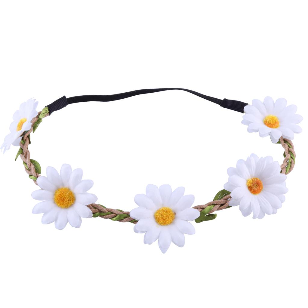 Bride Daisy Crown Hairband for Girls Flower Crown Floral Garland Headbands for Festival Wedding Party