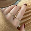 2PCS/Set Stainless Steel Rainbow Color Cubic Zircon Stone Finger Rings for Women INS Gold Color Waterproof Stars Ring Zircon