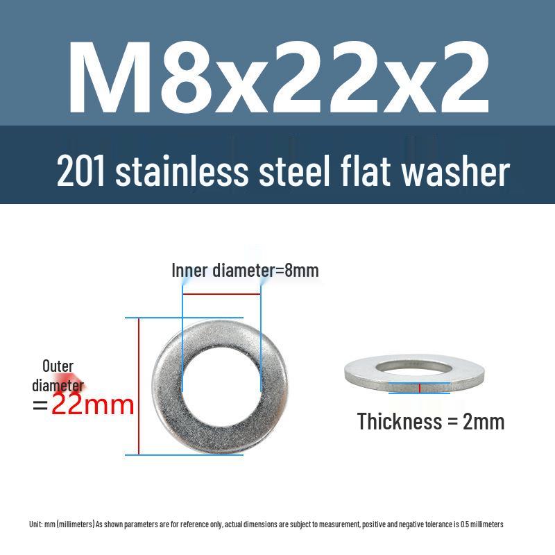 Yigu Oversized Thickened 201 Stainless Steel Flat Washers for M3, M4, M5 Industrial Use