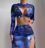 2025 Women's Tie-Dye Bikini Set with Long-Sleeved Cover-Up