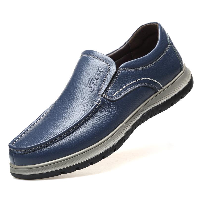 

Men s Lightweight Slip-On Low-Top Leather Casual Shoes for Middle-Aged Dads Size 42 синий