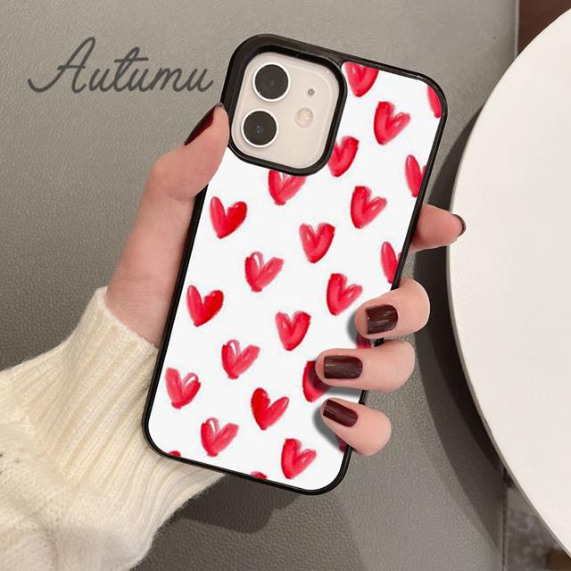 Valentine Day hearts pattern Phone Case for iPhone 17 Air 15 16 11 12 13 14 Pro Max Plus coque Fundas Shell