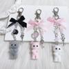 1 Pieza Llavero de Lazo Y2K Lindo Gato de Felpa Dibujos Animados Llavero Para Mujeres Niñas Bolso Mochila Colgante Decoración Regalo