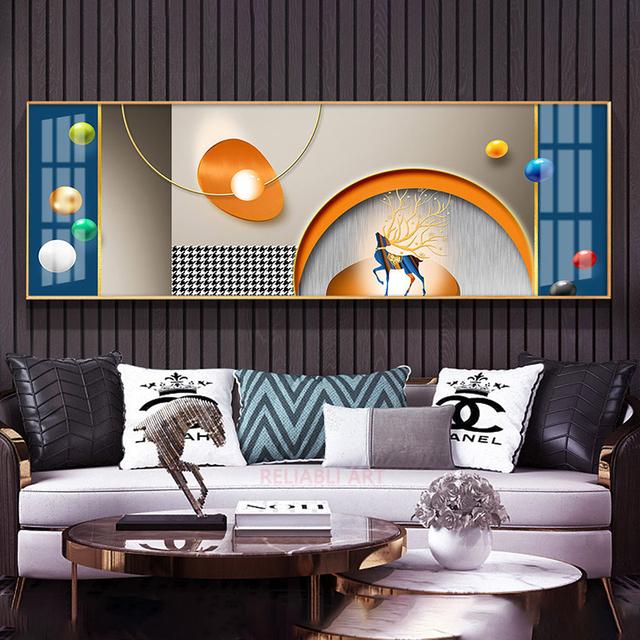 Modern Luxury Abstract Geometric Canvas Painting Wall Pictures Ribbon Posters Bedroom Bedside Hotel Home Decoration Cuadros