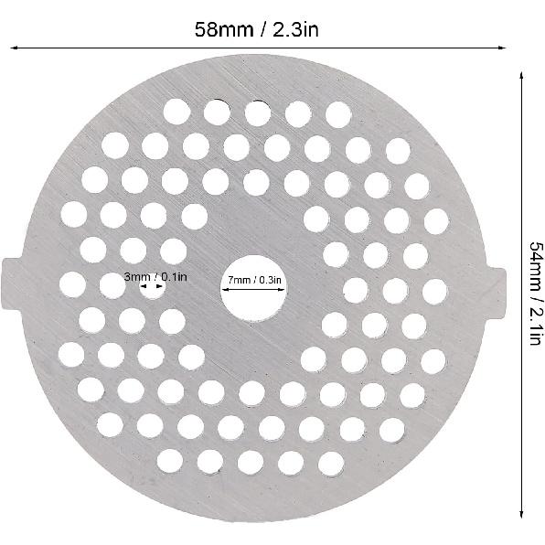 2Pcs Stainless Steel Meat Grinder Plates Discs, Replaceable Meat Grinder Blades Grinding Plate Round Hole for 5# B Type Grinder(3mm)