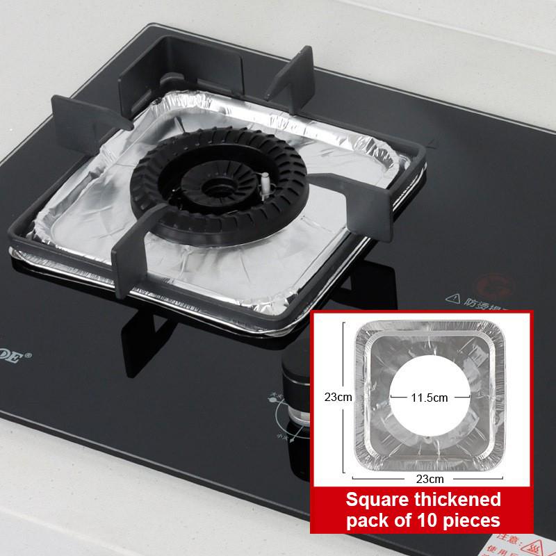 10Pcs Oil Splash Guard Gas Stove Protection Mat Heat-Resistant Aluminum Foil Liner for Cooktop