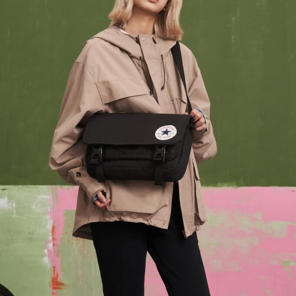 New Converse Polyester Messenger Bag Shoulder Bag Crossbody Bag Regular Unisex Black 10026011-A01