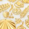 18k Real Gold Plated Stainless Steel Flower Charms Leaves Pendants For Jewelry Making Supplies Breloque Acier Inoxydable Pendant