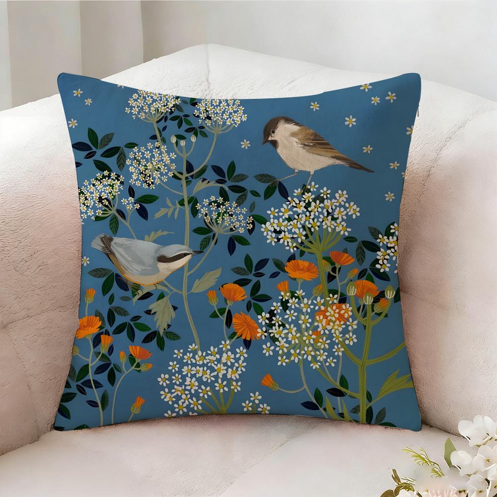 Blue Bird Home Decor Print Pillow Case Pillowcase Doublesided Printed Sofa Cushion Bedroom Headboard Pillow