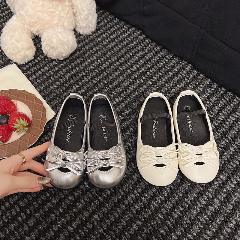 Fashion Girls Shoes 2025 Autumn New Kids Leather Shoe Simple Girls' Bow Casual Shoes Versatile Child Performance Shoe Zapatos