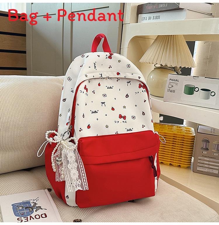 

Youth Campus Backpack With Geometric Pattern And Arc Shaped Shoulder Straps For High School Students красный