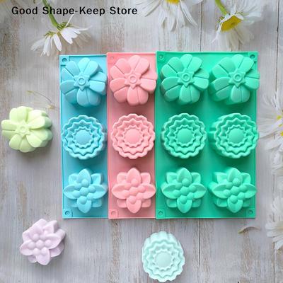 DIY Handmade Fondant Cake Baking Chocolate Sugar Cake Tool 6 Cavity Flowers Silicone Mold Resin Polymer Clay Making Mould