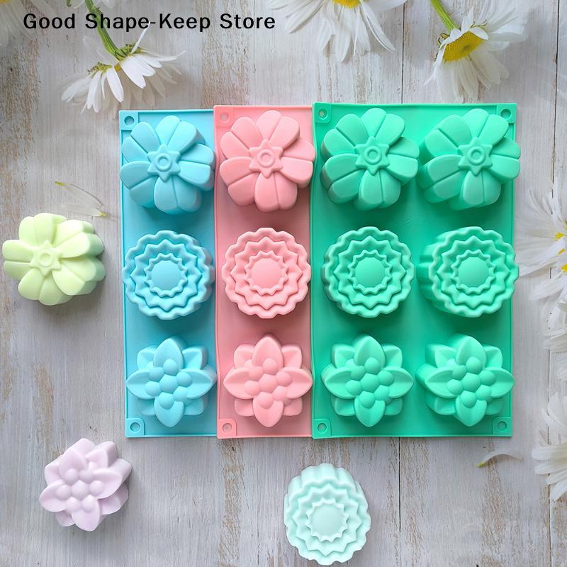 DIY Handmade Fondant Cake Baking Chocolate Sugar Cake Tool 6 Cavity Flowers Silicone Mold Resin Polymer Clay Making Mould