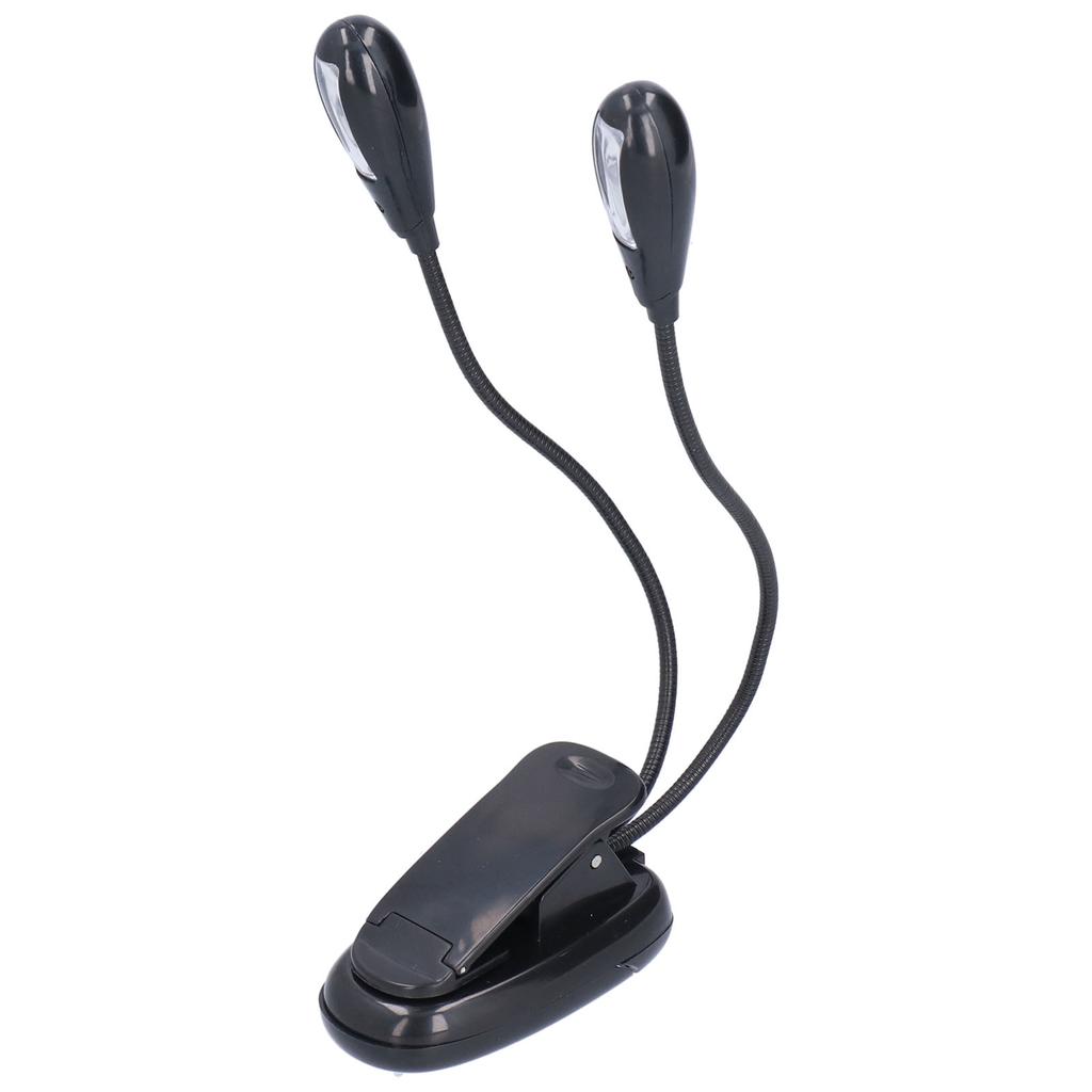 LED Book Light Eye Protecting 360 Degrees Rotatable White Light Double Pole 4 Lamp Beads Reading Lamp with Clip for