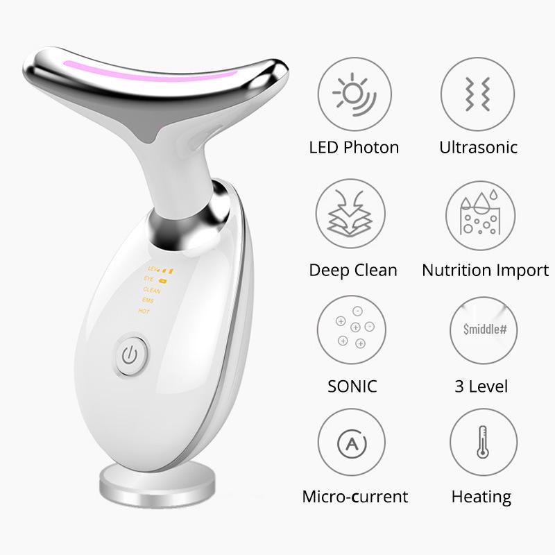 Photon Therapy Neck & Face Massager: Double Chin Reducer and Skincare Tool