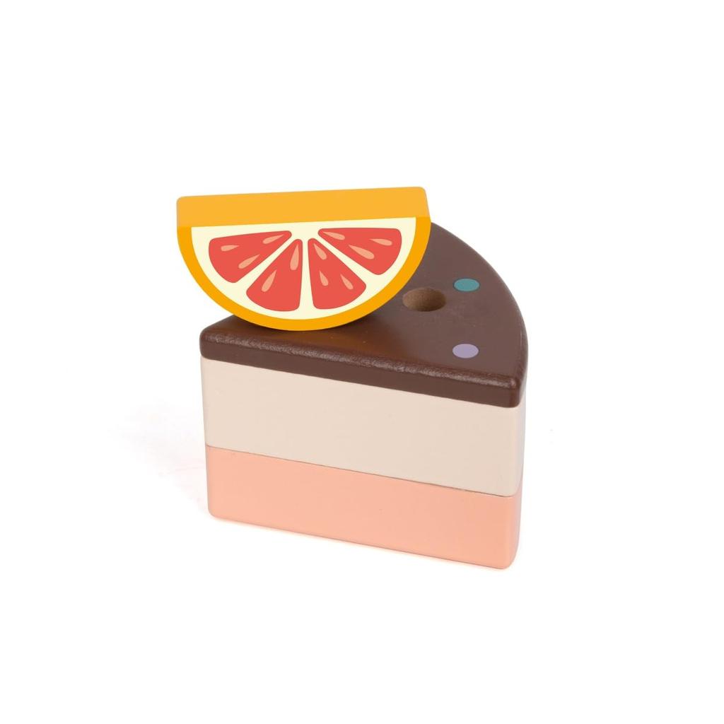 Classic World Chocolate Cake Wooden Toy Dessert Sweets Puzzle Pretend Play Wooden Puzzle Wooden Educational Toy for Boys and Girls Ages 2, 3, 4, Birth