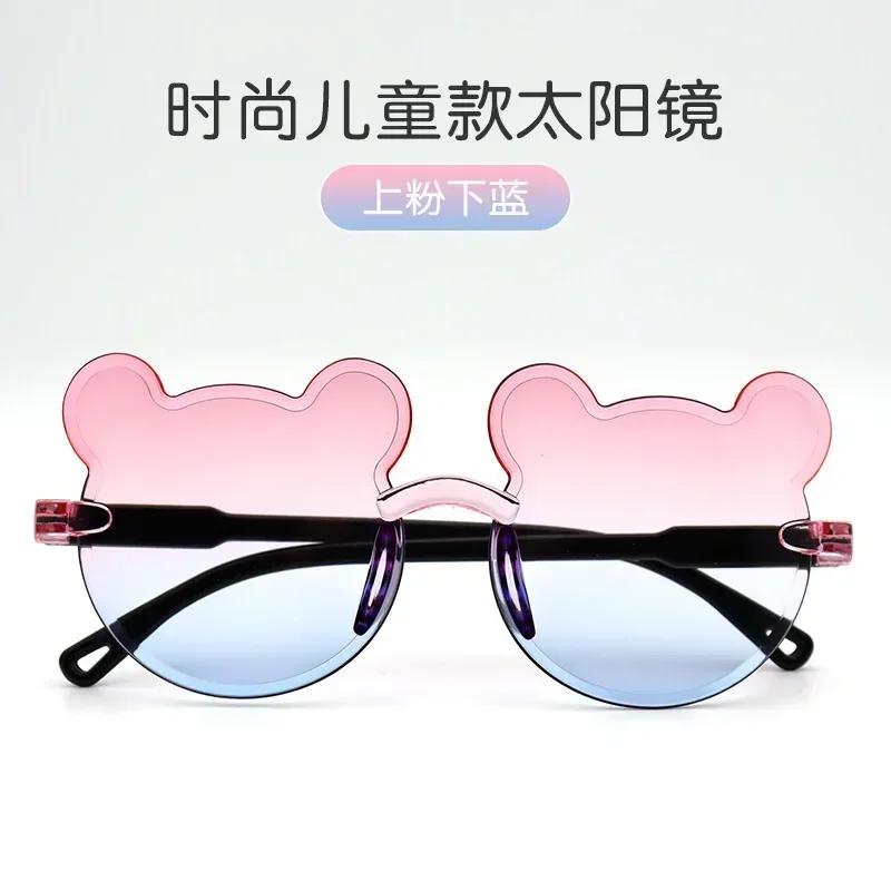 New Outdoor Travel Skiing Sunglasses Cartoon Bear Sunglassess for Boy Girl Children Rimless Casual Sunglasses UV400