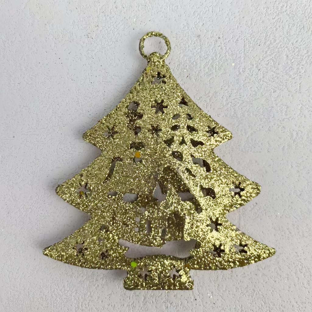 Gold Powder Wrought Iron Deer Star Christmas Tree Ornament