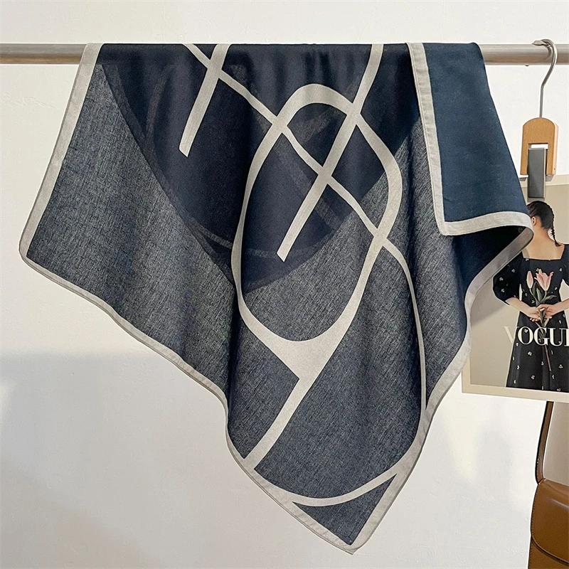 Fashion Handkerchief Print 68*68cm Silk Satin Neck Scarf Women Small Shawl Hair Female Office Lady Bandanna Solid