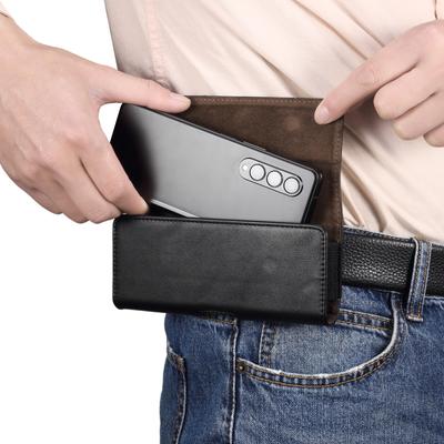 Leather Belt Clip Case Men Waist Bag Cover For Samsung Galaxy Z Fold 6 5 4 3 5G Vivo X Fold 2 Plus Mix Fold 4 Holster Pouch Bag