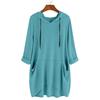 Women's Fashionable Solid Color Long Sleeved Pocket Long Loose Pullover Top