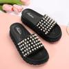 2025 new spring new pearl thick bottom new heightening sandals casual women's slippers