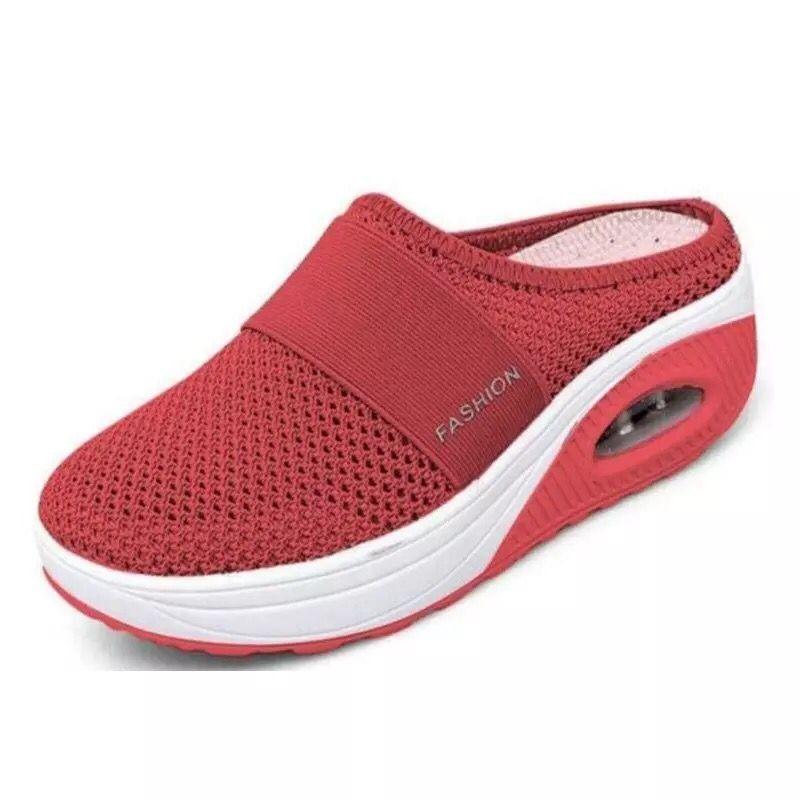 Xia's new large-size lazy one-pedal bag head mesh thick-soled slippers women's slope heel slippers women's