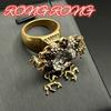Vintage Ring With A Light Luxury High-end Feel Textured Alloy Heavy Industry Inlaid Zircon Style Palace Niche