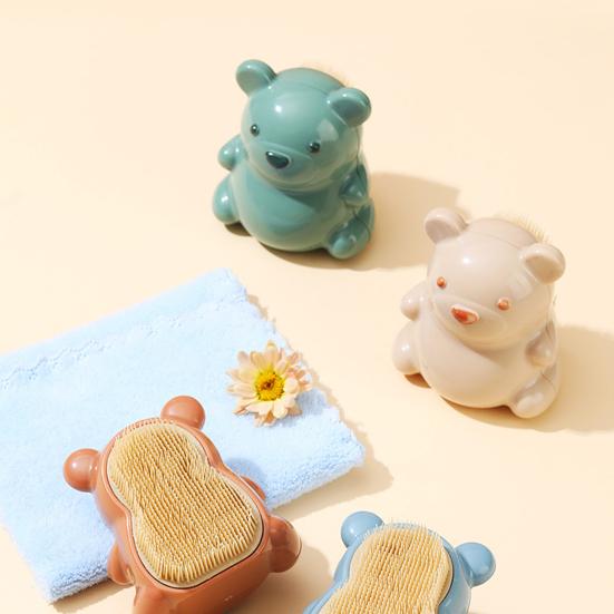 Pennello per Unghie Manico a Forma di Orsetto Cartone Animato Impugnatura Pennello Pulizia Unghie Bambini Adulti Setole Morbide Pennello Massaggio