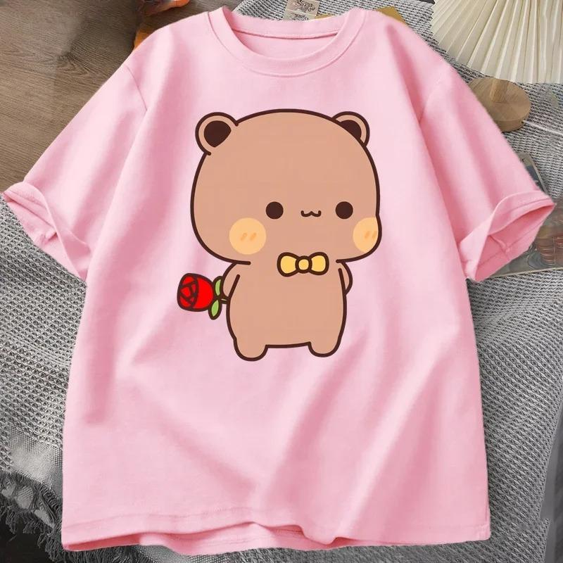 DuDu Bear Surprising Panda BuBu with A Flower T-shirt Funny Cute Buu Duu Graphic T Shirts Women Men Couple T Shirt Clothes