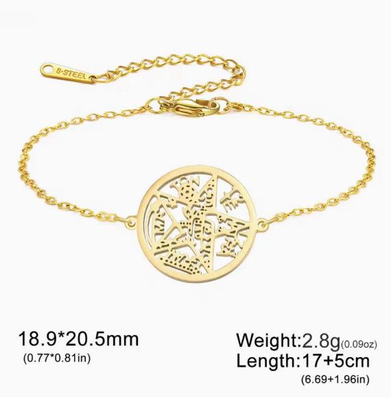 Stainless Steel Double Pendant Necklace with Witch Knot & Star