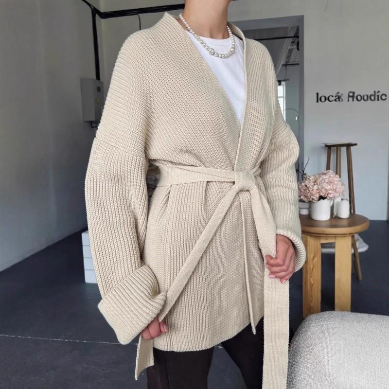 Oversized Knit Cardigan Women Fall Winter Soft Warm Loose Fit Long Sleeve Open Front Sweater With Belt