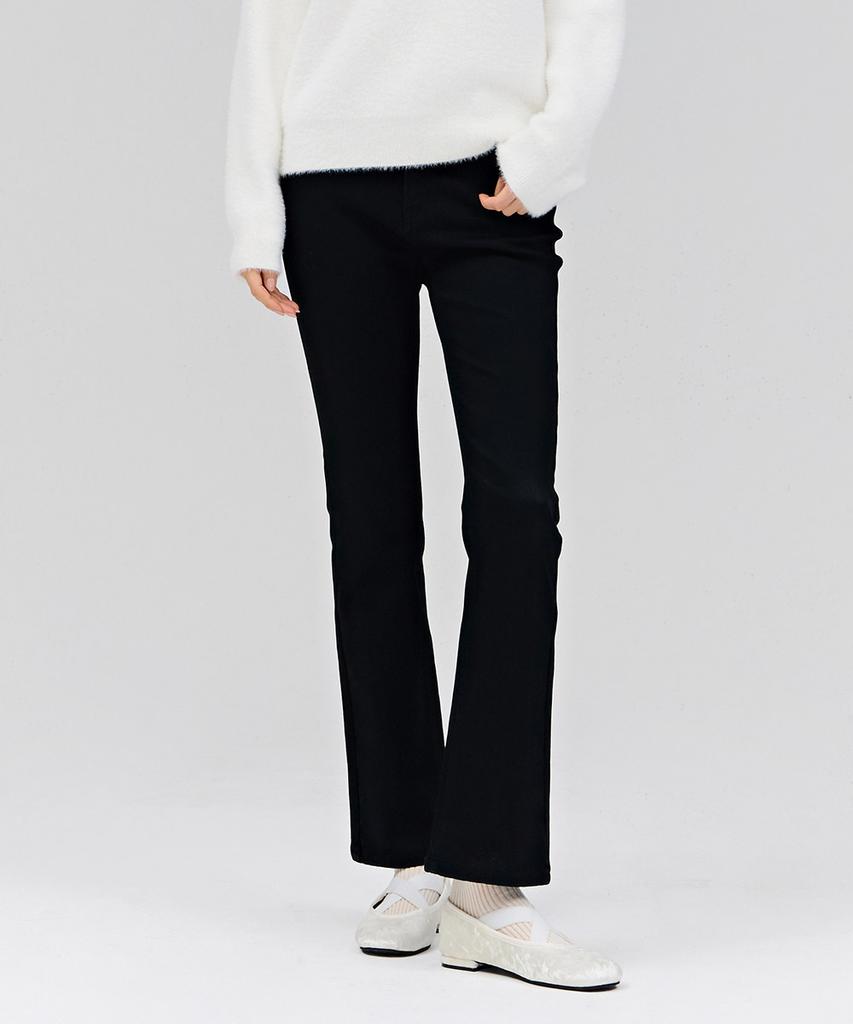 Chase Cult Women'S Bonded Black Hidden Elastic Bootcut Denim Pants - Black
