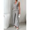 Women's checkered cardigan suit vest wide-leg trousers suit women's clothing