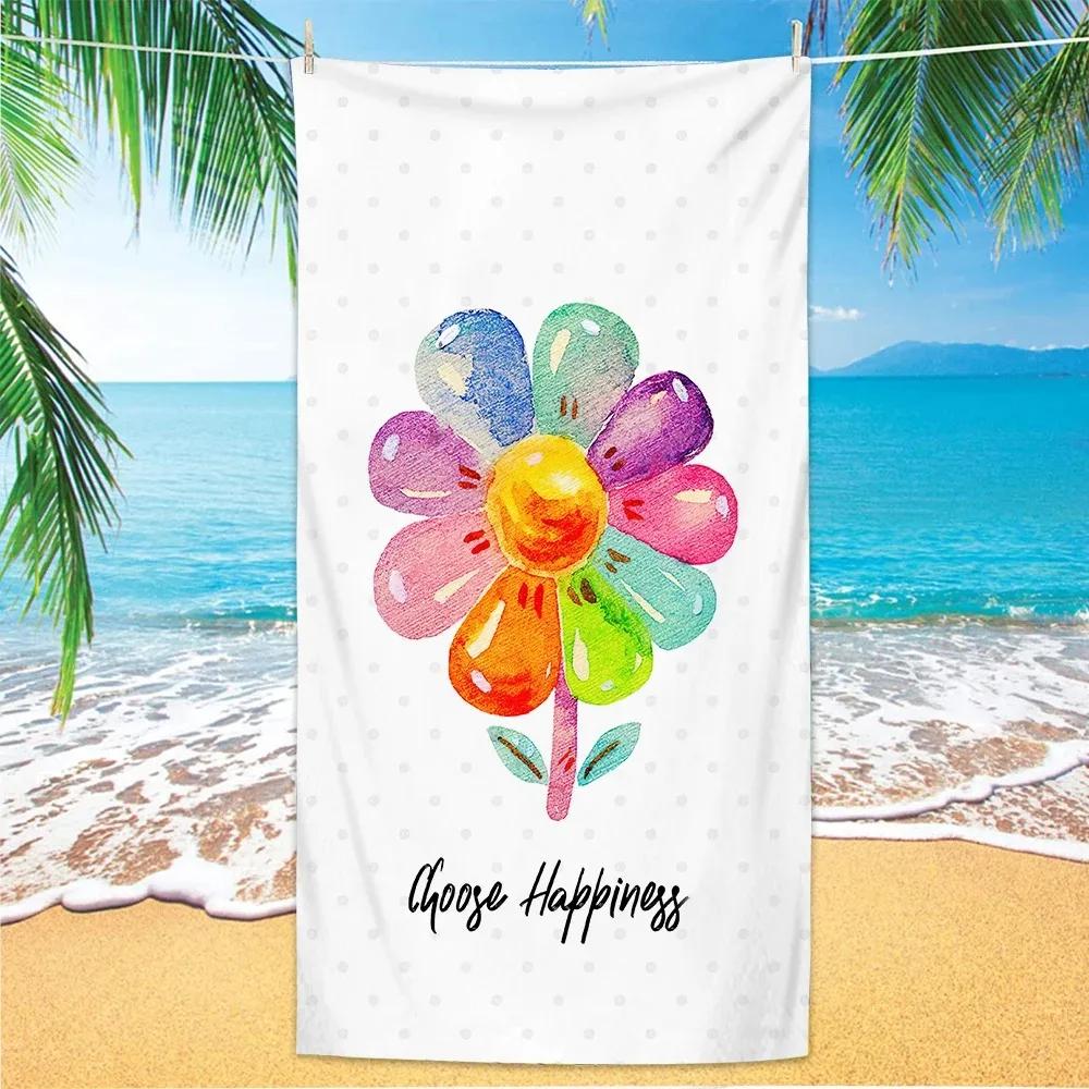 Summer Boho Beach Towel Women Men Microfiber Quick Dry Bath Towels One Side Printed Beach Cover Sand Free Portable Travel Towel