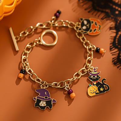 Halloween Elements Personalized Metal Jewelry, Ghost Pumpkin Cartoon Pattern Exquisite Trend Bracelet