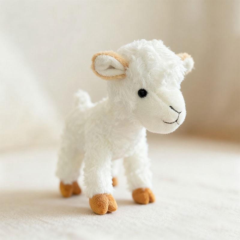 White Alpaca Plush Toy, Mountain Goat Stuffed Animal, Soft & Cuddly Companion Doll for Kids, Birthday Gift, 12 Inches