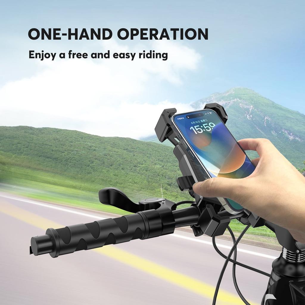 Universal Bike Phone Mount, 360° Adjustable, One-Handed For Effortless Cycling
