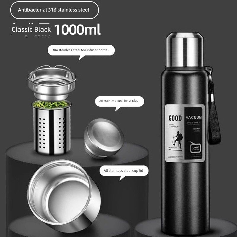 316 Stainless Steel Inner Tank Vacuum All-Steel Thermos Pot for Men's Outdoor Travel and Mountaineering Large-Capacity Thermos Cup