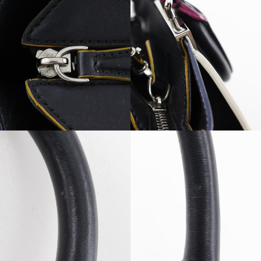Fendi Petite Troisur Handtasche 8BH333 2WEGE-Schultertasche schwarzes Leder Damen Gebraucht