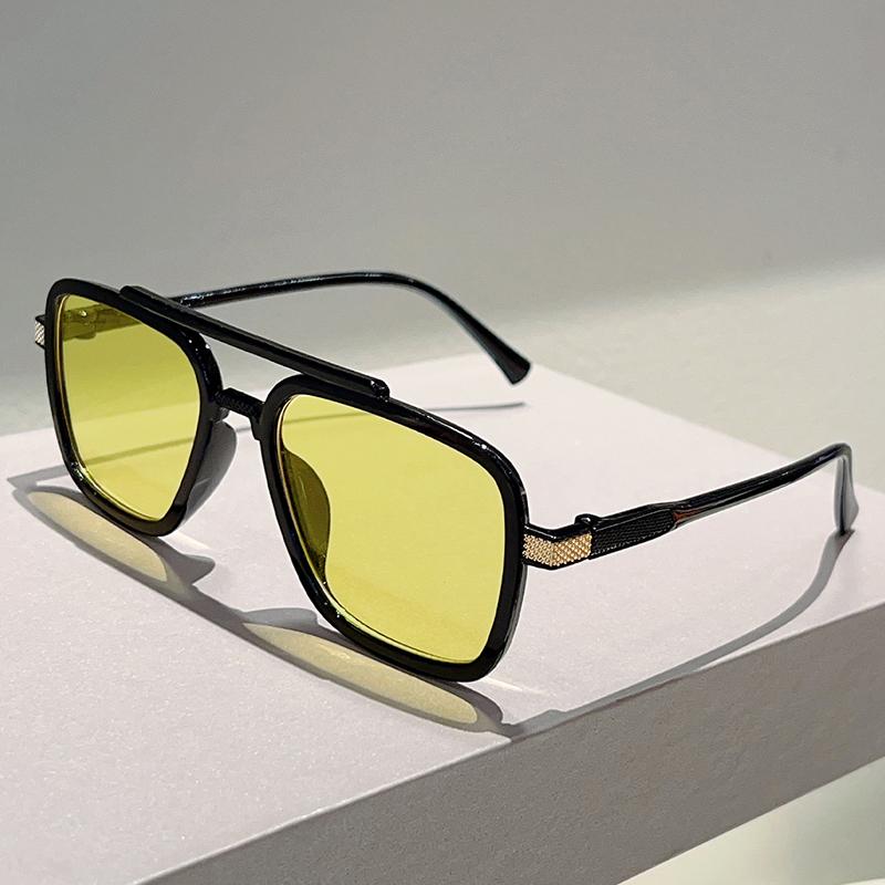 Vintage Square Sunglasses Men Fashion Double Bridge Outdoor Shades Women Stylish Brand Design Casual Decor Sun Glasses