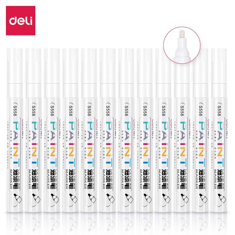 Deli S558 White Oil-Based Paint Marker Pens