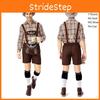 Stilvolle deutsche Oktoberfest-Kleidung Herren Fawn-Print Khaki Kariertes Kostümset