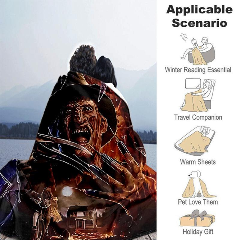 1pc Halloween Horror Freddy Krueger Print Blanket Home Decor, Couch Throw, Outdoor Blanket .W040